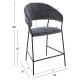 MEDIUM HEIGHT STOOL FB98734.01 GRAY VELVET WITH BLACK FRAME 60x55x100Y cm. - 2τμχ