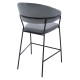 MEDIUM HEIGHT STOOL FB98734.01 GRAY VELVET WITH BLACK FRAME 60x55x100Y cm. - 2τμχ