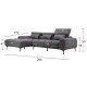 ΚΑΝΑΠΕΣ ΑΡΙΣΤΕΡΗ ΓΩΝΙΑ FB93267.02L ΣΥΝΘ.SUEDE ΓΚΡΙ 264x175x99Υεκ.